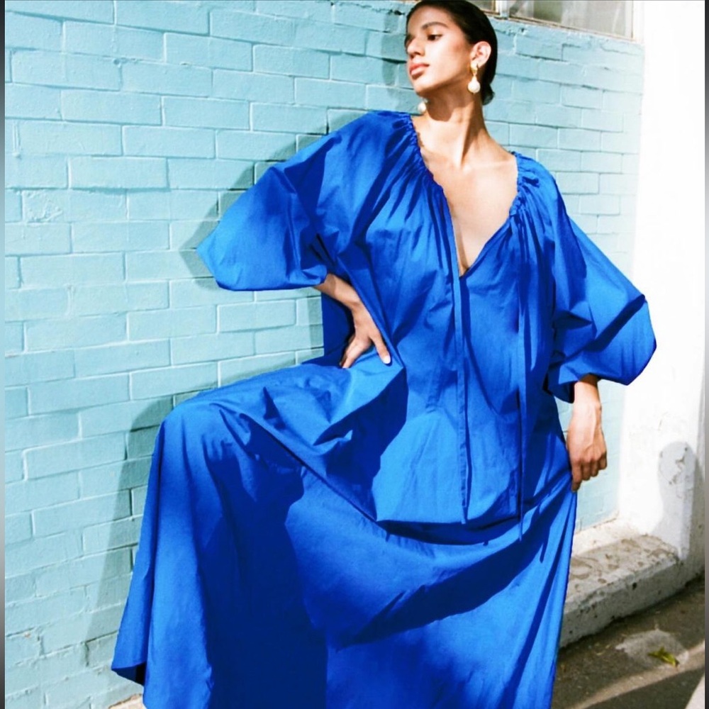 NWT Mara Hoffman Salma Blue Drawstring Dress